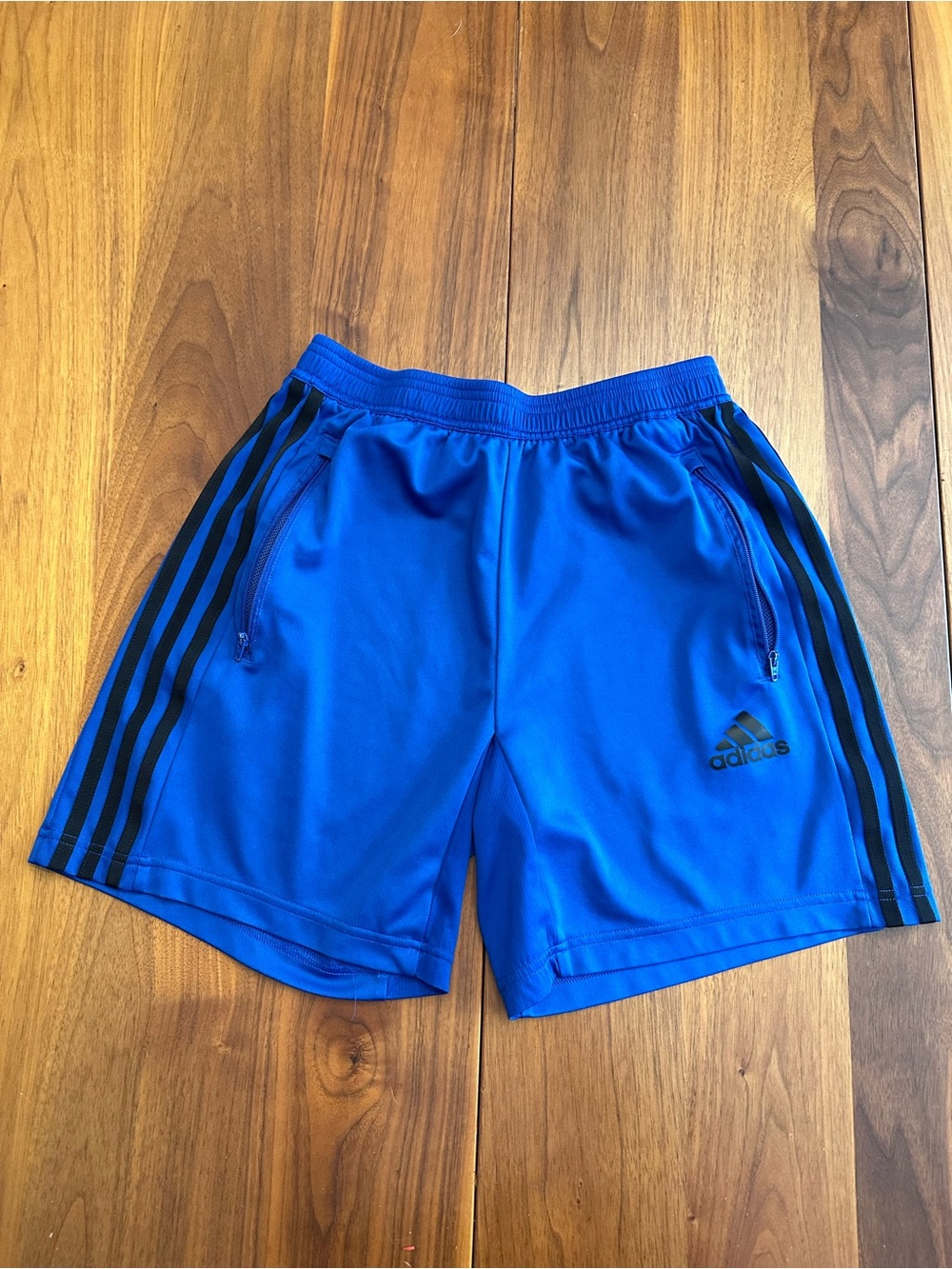 adidas Men’s Royal Blue Athletic Shorts with Black Stripes